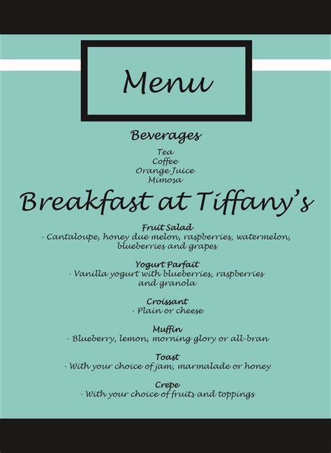 tiffany's harrods breakfast menu.